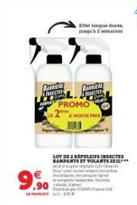 lot de 2 répulsifs insectes rampants et volants 2x 1 l