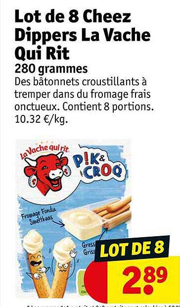 lot de 8 cheez dippers la vache qui rit