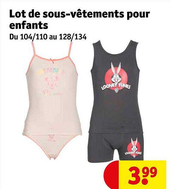 lot de sous-vêtements pour enfants