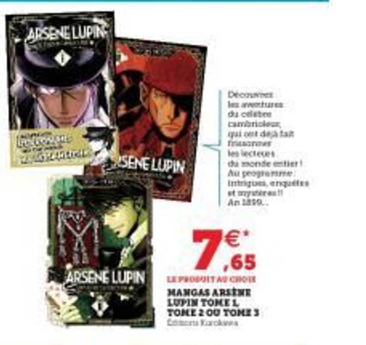 mangas arsène lupin tome 1, tome 2 ou tome 3