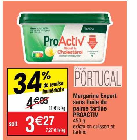 margarine expert sans huile de palme tartine proactiv