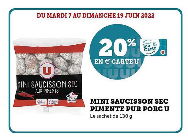 Mini Saucisson Sec Pimenté Pur Porc U