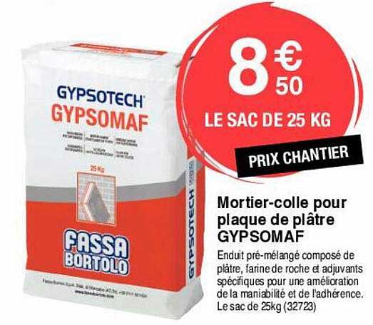 mortier-colle pour plaque de plâtre gypsomaf