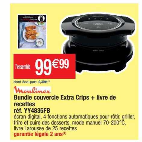 moulinex bundle couvercle extra crips + livre de recettes
