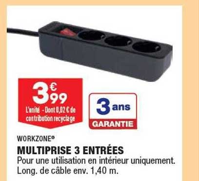 multiprise 3 entrées workzone