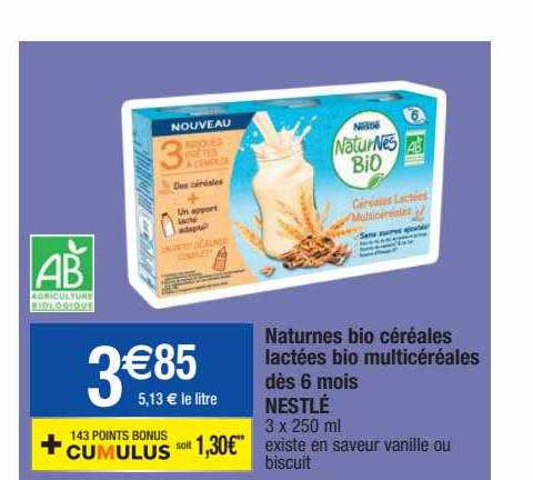 naturnes bio céréales lactées bio multicéréales dès 6 mois nestlé