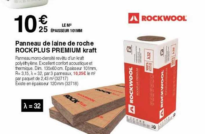 panneau de laine de roche rockplus premium kraft