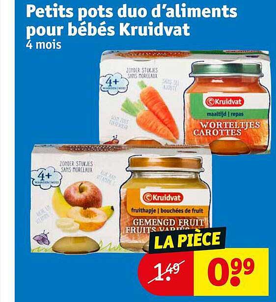 petits pots duo d'aliments pour bébés kruidvat
