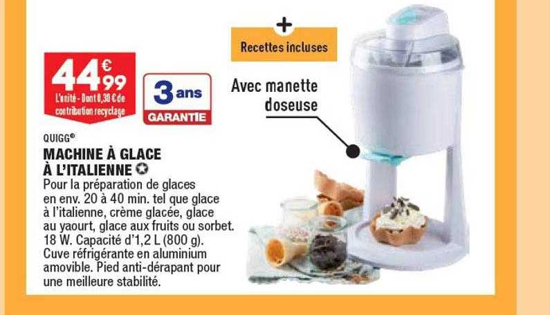 Quigg Machine à Glace à L'italienne