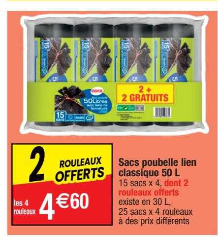sacs poubelle lien classique 50l