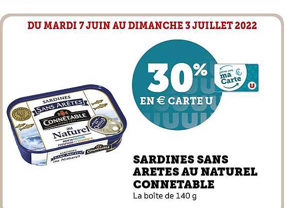 sardines sans arêtes au naturel connétable