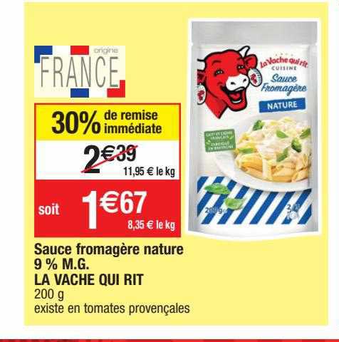 sauce fromagère nature 9% mg la vache qui rit
