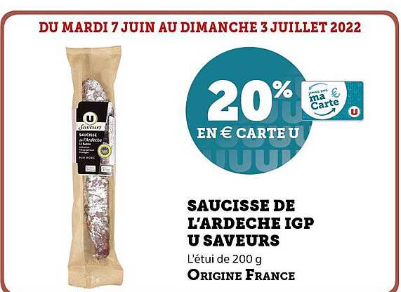 saucisse de l'ardèche igp u saveurs