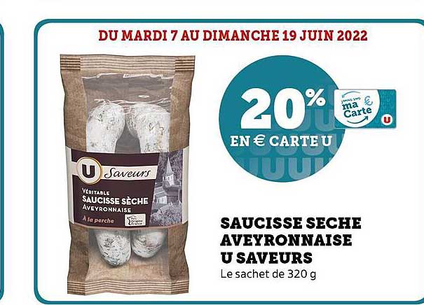 Saucisse Sèche Aveyronnaise U Saveurs