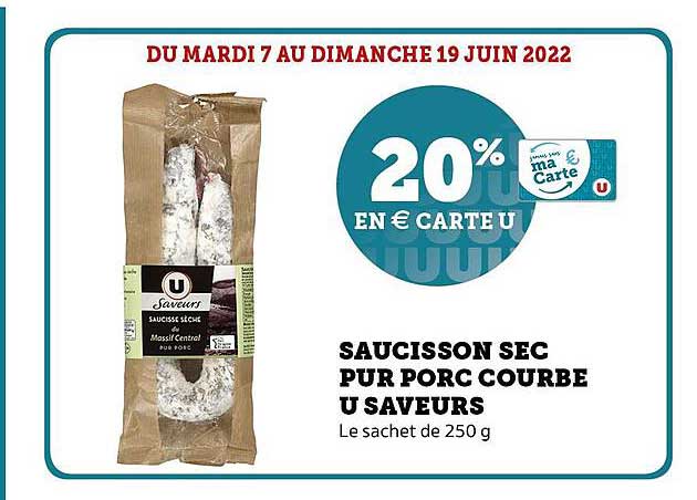 Saucisson Sec Pur Porc Courbe U Saveurs