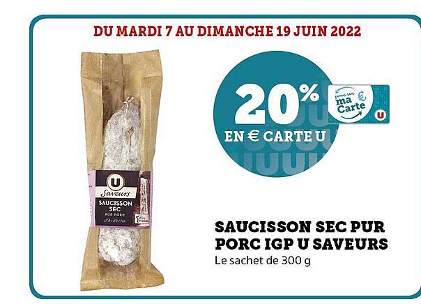 Saucisson Sec Pur Porc Igp U Saveurs