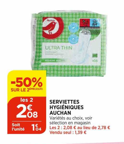 serviettes hygiéniques auchan
