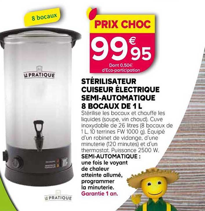 stérilisateur cuiseur électrique semi-automatique 8 bocaux de 1l