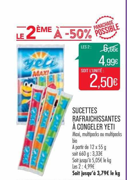 sucettes rafraîchissantes à congeler yeti