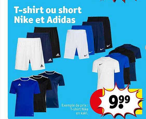 t-shirt ou short nike et adidas
