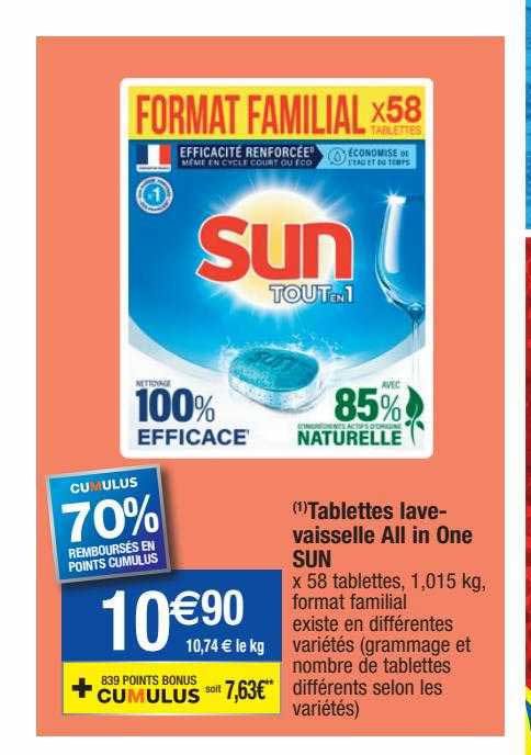 tablettes lave-vaisselle all in one sun
