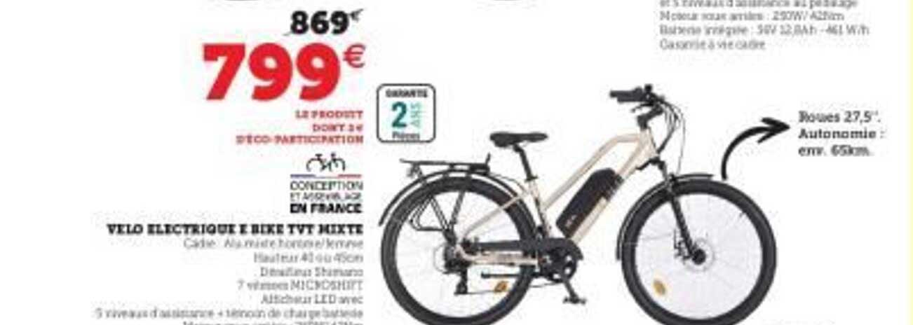 vélo électrique e bike tvt mixte