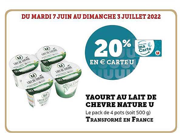 Yaourt Au Lait De Chèvre Nature U