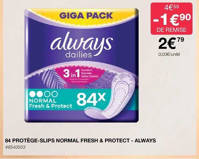 84 protège-slips normal fresh & protect - always