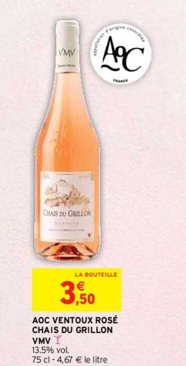 aoc ventoux rosé chais du grillon vmv