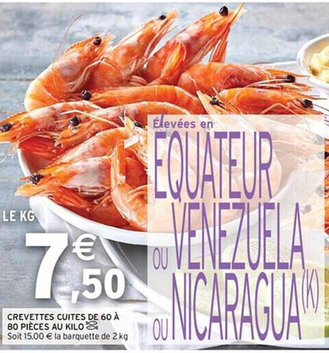 crevettes cuites de 60 à 80 pièces au kilo