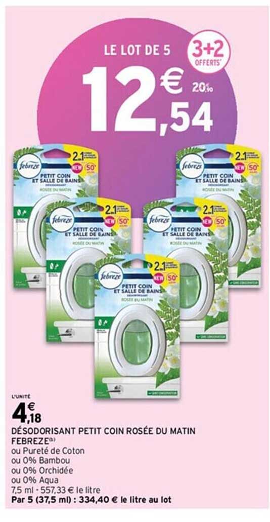 Désodorisant Petit Coin Rosée Du Matin Febrèze
