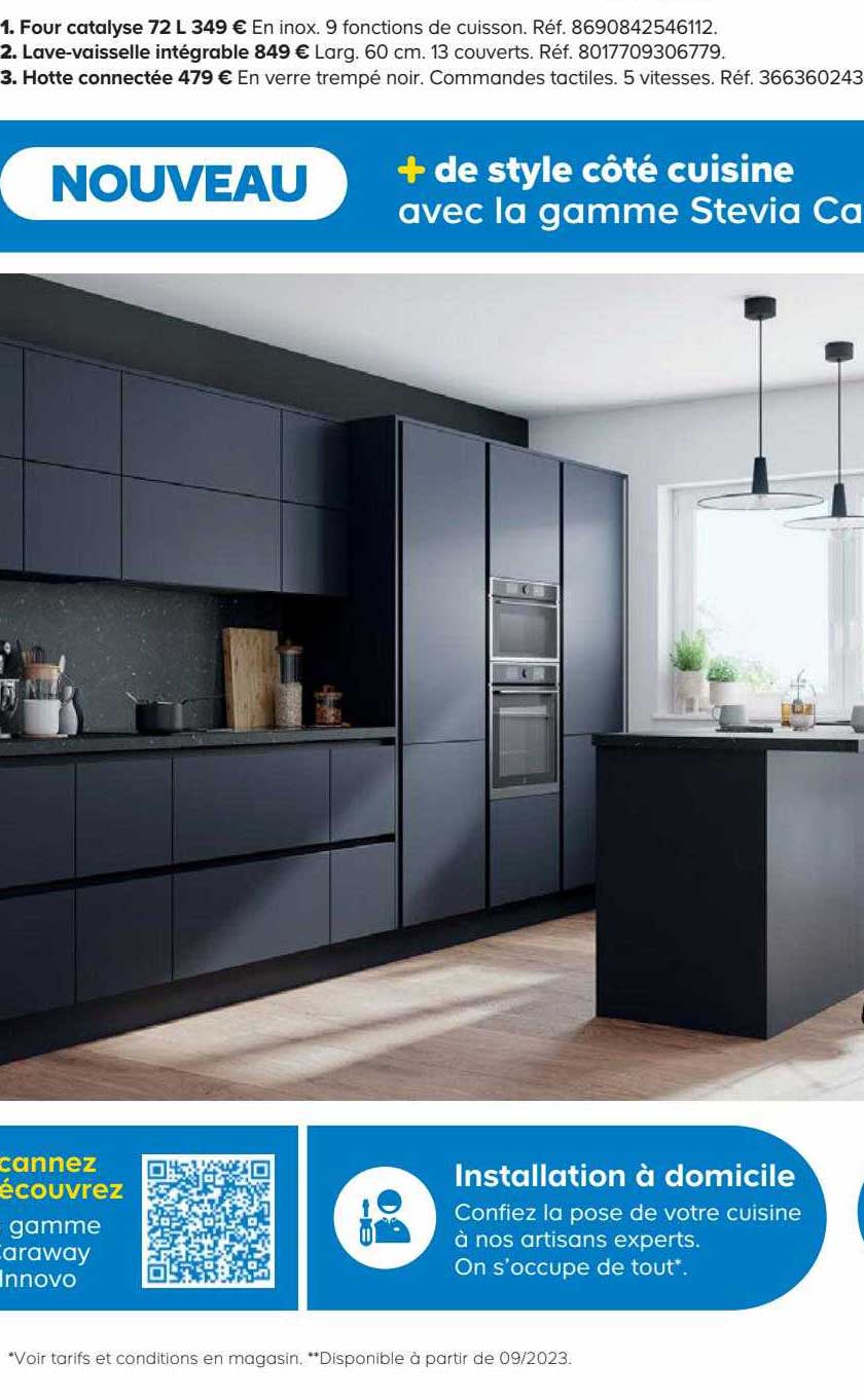 four catalyse 72l, lave-vaisselle intégrable, hotte connectée