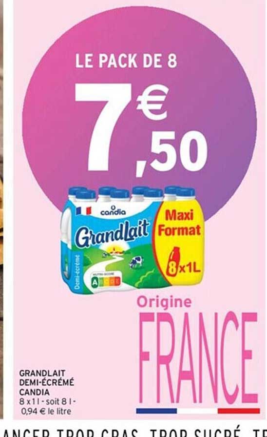 grand lait demi-écrémé candia