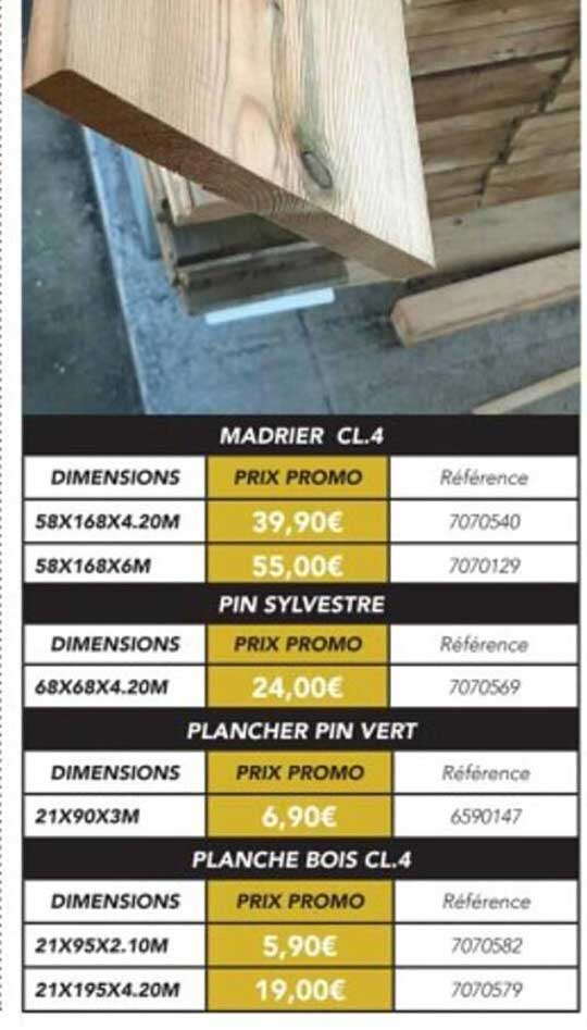 madrier cl.4, pin sylvestre, plancher pin vert, planchce bois cl.4