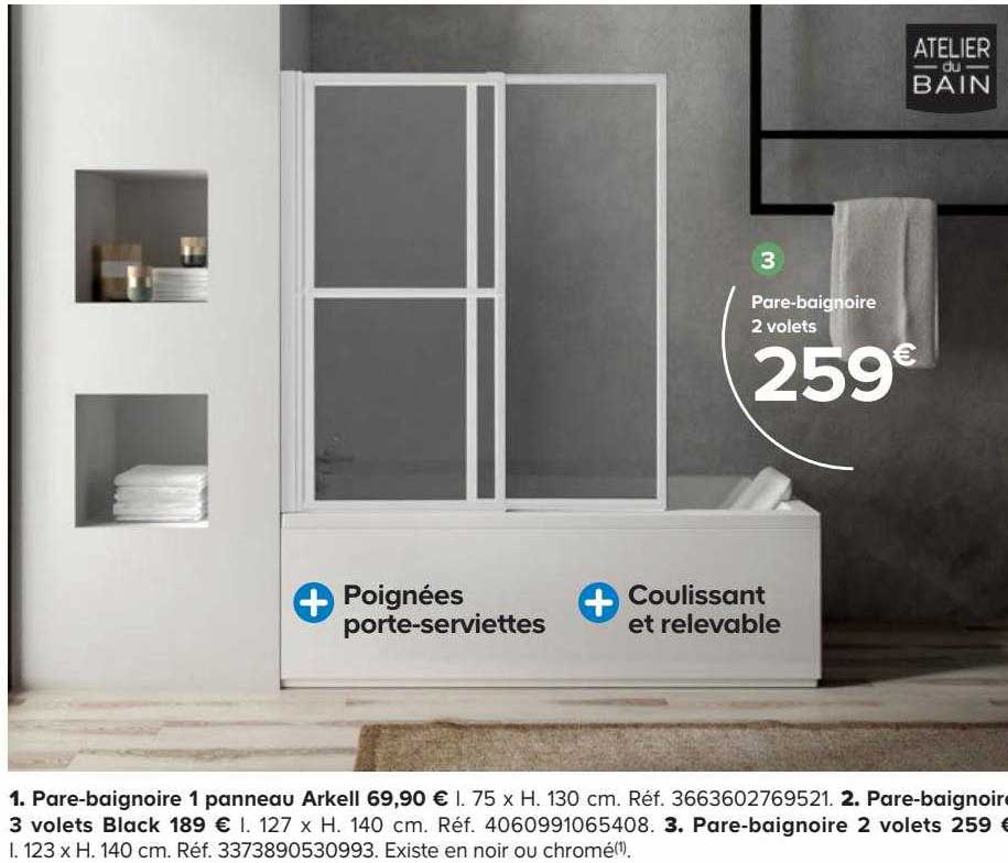 pare-baignoire 2 volets