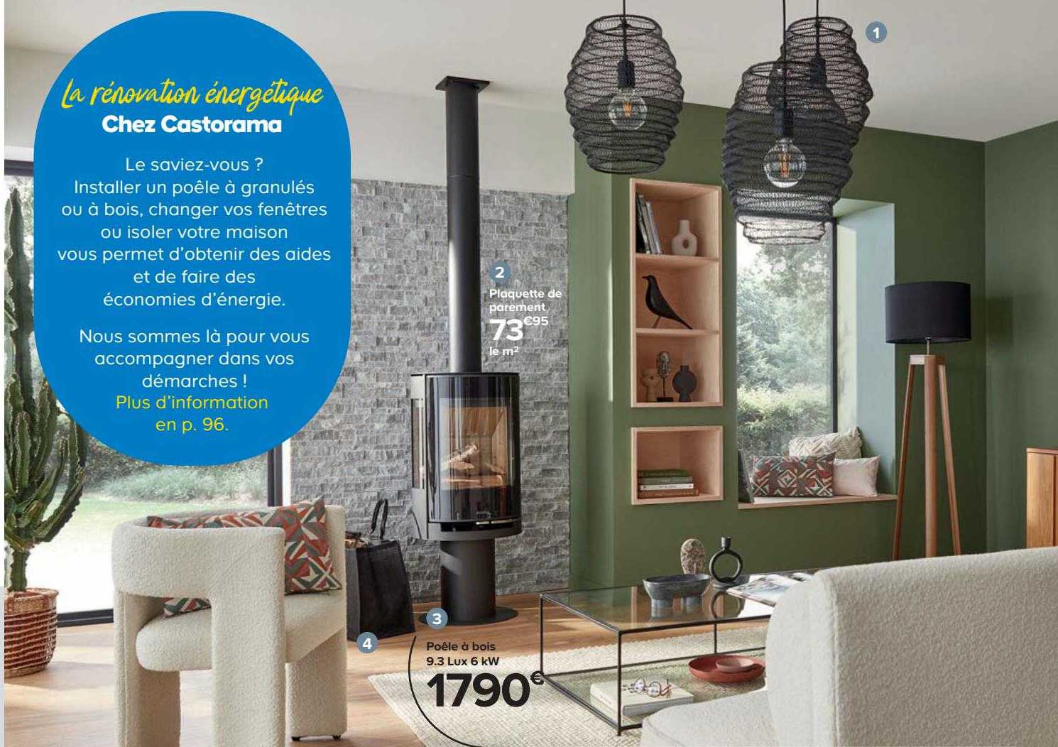 plaquette de parement, poêle à bois 9.3 lux 6 kw