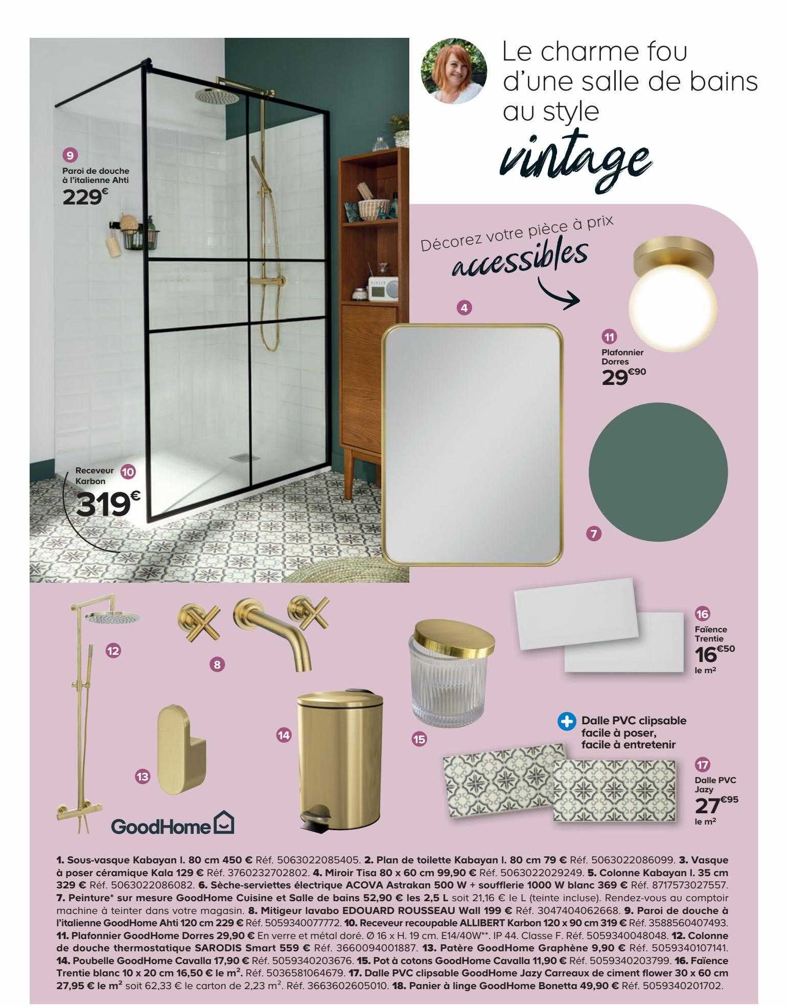 sous-vasque kabayan l. 80 cm, plan de toilette kabayan l. 80 cm, vasque à poser céramique kala, miroir tisa 80 x 60 cm, colonne kabayan l. 35 cm, sèche-serviettes électrique acova astrakan 500w