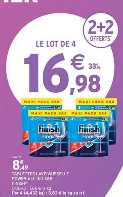 tablettes lave-vaisselle power all in 1 x 68 finish