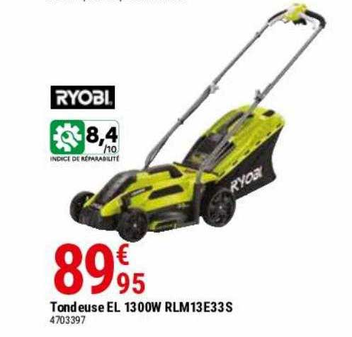 tondeuse el 1300w rlm13e33s ryobi