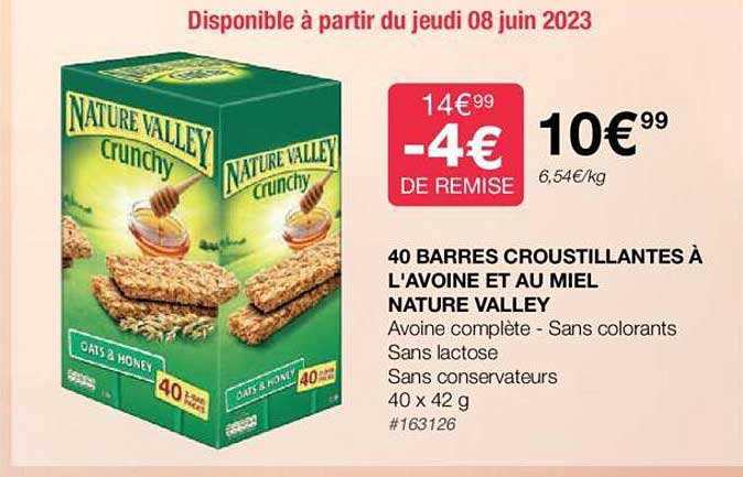 40 barres croustillantes à l'avoine et au miel nature valley
