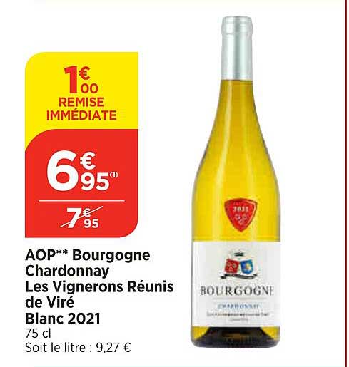 aop bourgogne chardonnay les vignerons réunis de viré blanc 2021