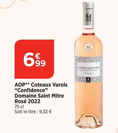 Aop Côteaux Varois "confidence" Domaine Saint Mitre Rosé 2022
