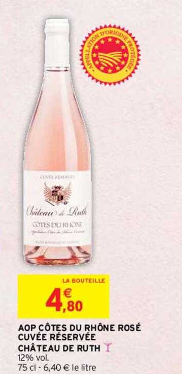 aop côtes du rhône rosé cuvée réservée château de ruth