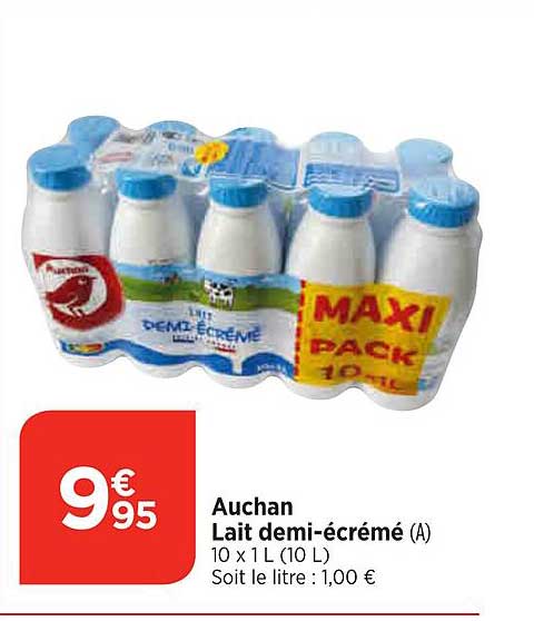 auchan lait demi-écrémé
