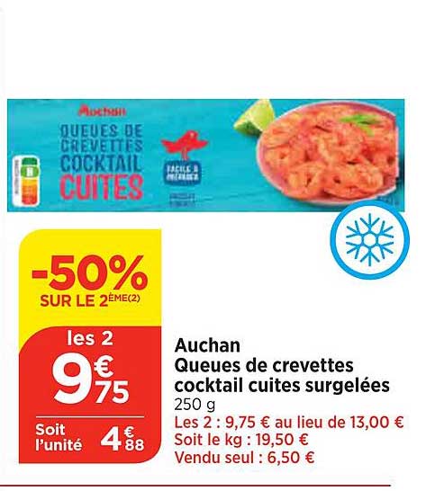 Auchan Queues De Crevettes Cocktail Cuites Surgelées