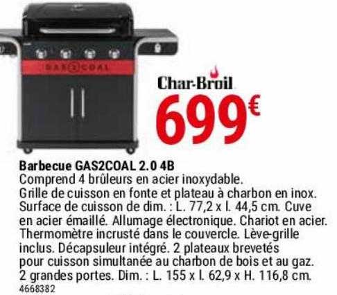 barbecue gas2coal 2.0 4b char-broil
