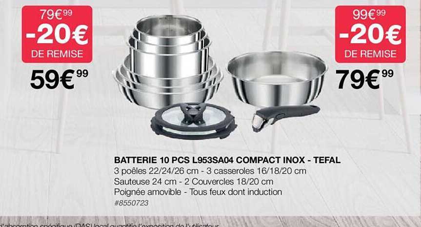 batterie 10 pcs l953sa04 compact inox - tefal