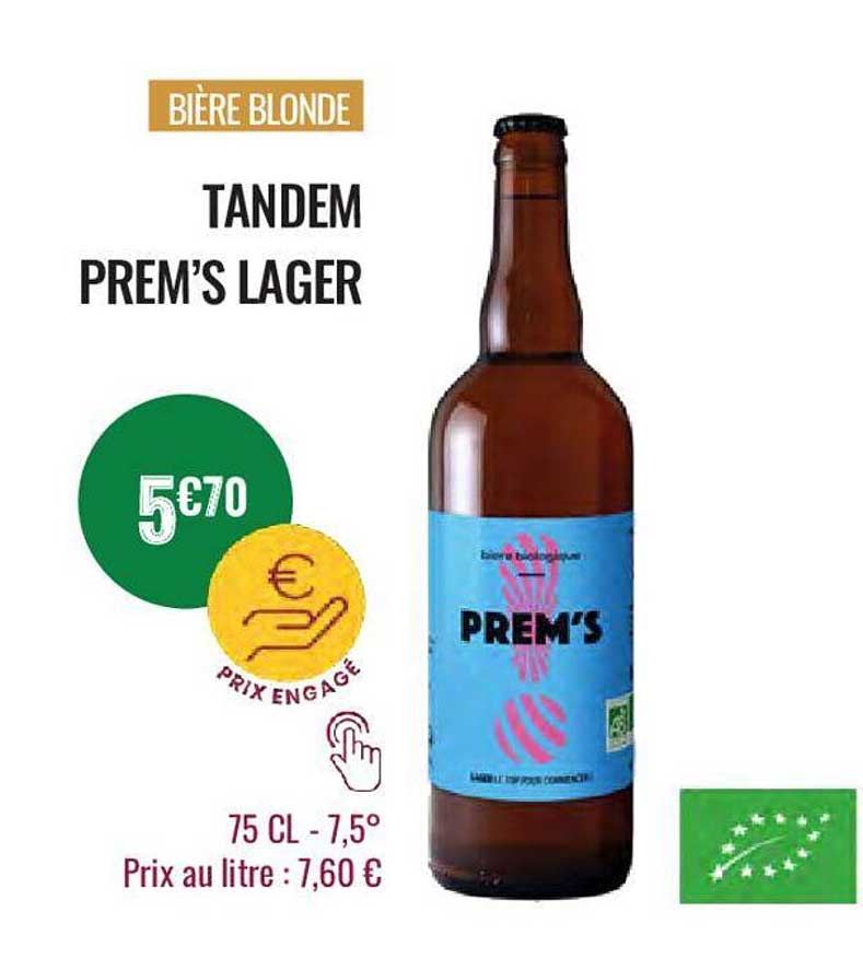 bière blonde tandem prem's lager