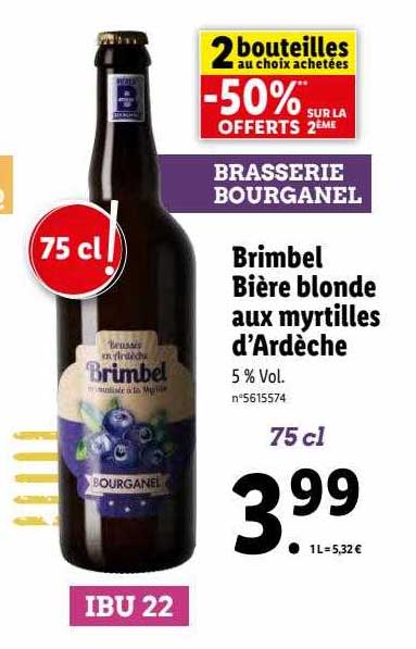 Brimbel Bière Blonde Aux Myrtilles D'ardèche
