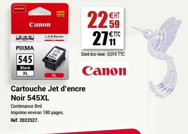 cartouche jet d'encre noir 545xl canon